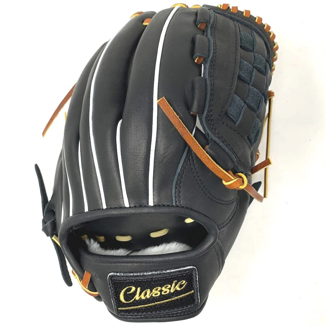 Classic Baseball Glove 12 Inch Basket Web Black US Kip Right Hand Throw - Image 8