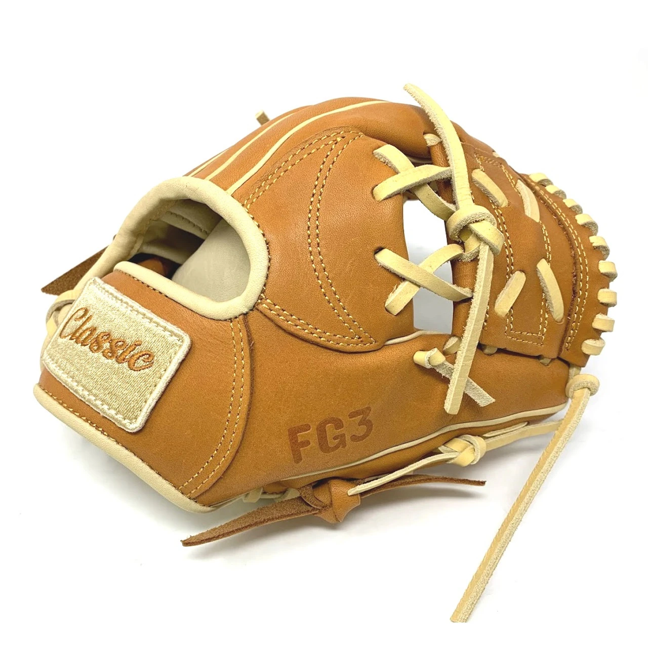 Classic Baseball Glove 10 Inch Trainer Small Hand One Piece Tan Right Hand Throw - Image 3
