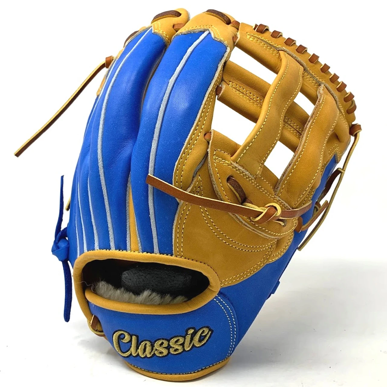 Classic Baseball Glove 12.75 Inch H Web Blue Tan Black Right Hand Throw - Image 3