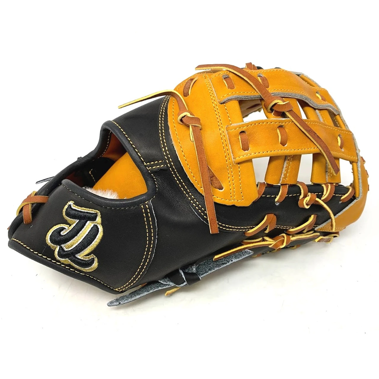 JL Glove Co First Base Mitt AD21 12.75 Inch H Web Black Tan Right Hand Throw - Image 5