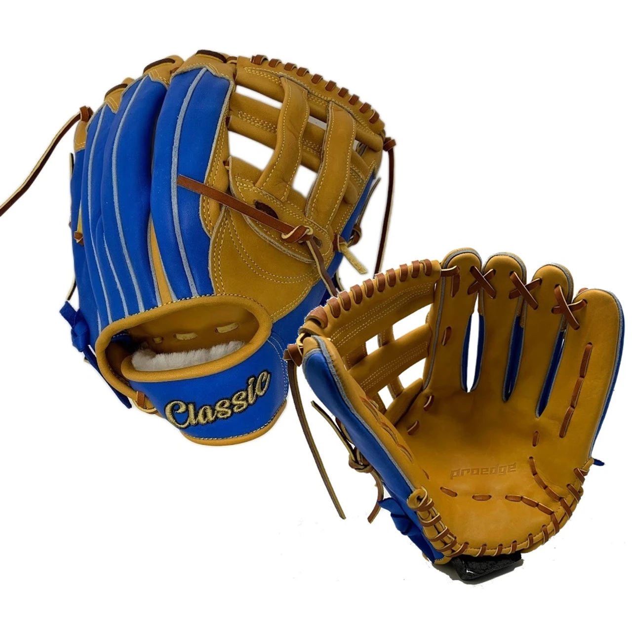Classic Baseball Glove 12.75 Inch H Web Blue Tan Black Right Hand Throw