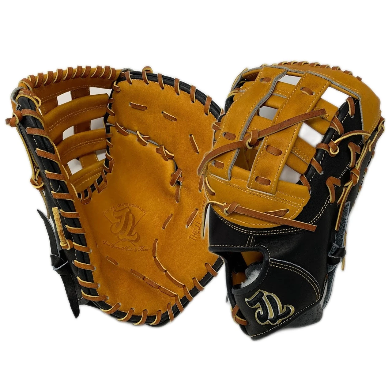 JL Glove Co First Base Mitt AD21 12.75 Inch H Web Black Tan Right Hand Throw - Image 2