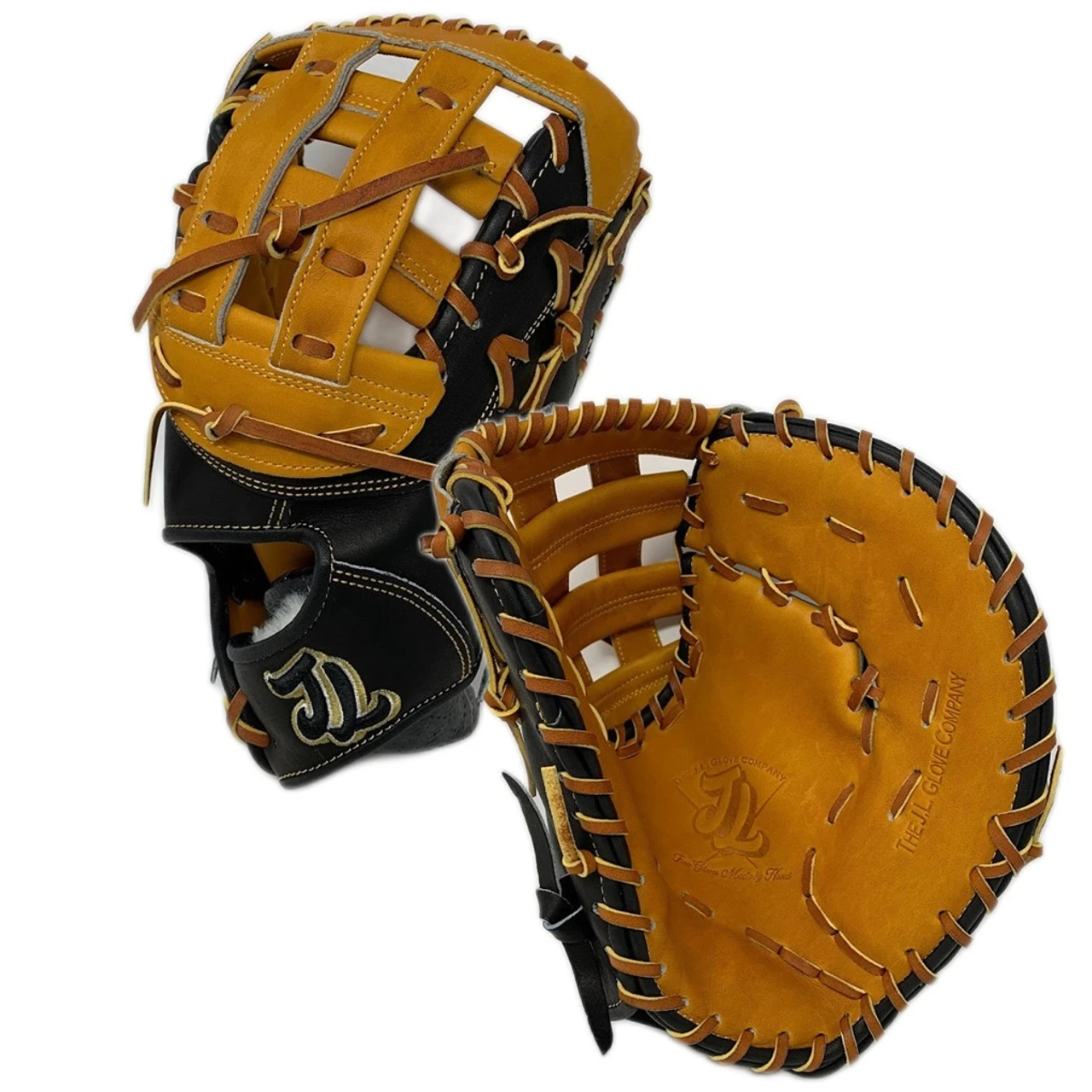 JL Glove Co First Base Mitt AD21 12.75 Inch H Web Black Tan Right Hand Throw - Image 3